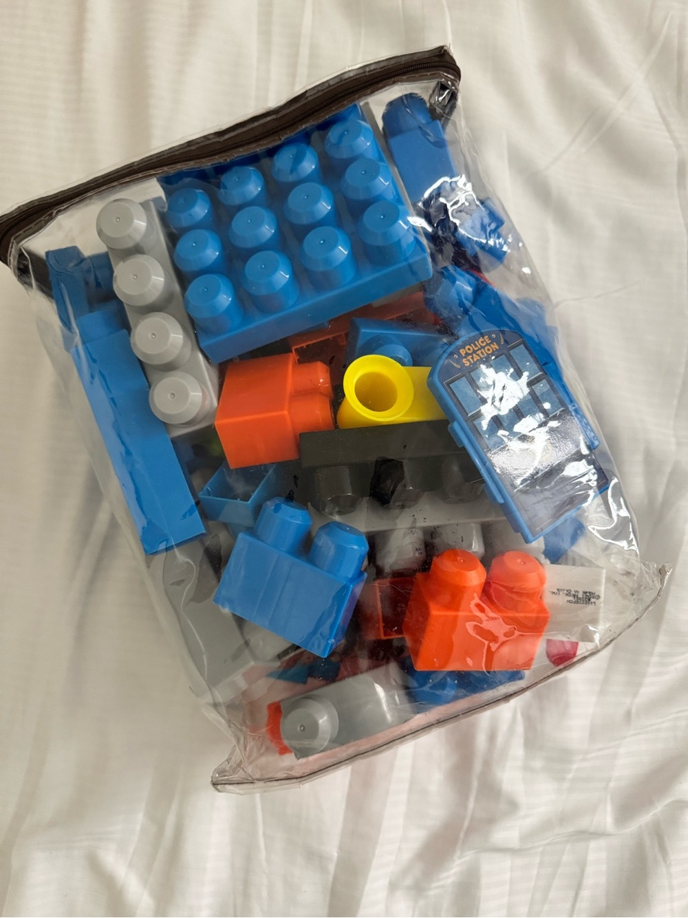 Kids Building Blocks Play Set - Blue, Orange, Yellow, Gray